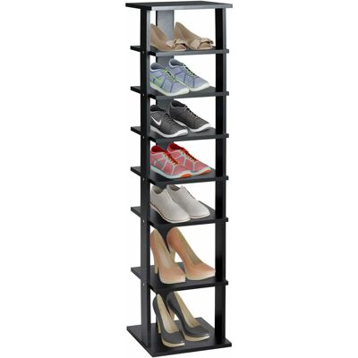 Costway - Estante De 8 Niveles Zapatero Estantería Almacenamiento De Zapatos Libros Cd Para Entrada Sala De Estar Pasillo Color Negro Costway - Estante De 8 Niveles Zapatero Estantería Almacenamiento De Zapatos Libros Cd Para Entrada Sala De Estar Pasillo Color Negro