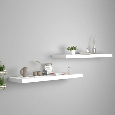 vidaXL 2x Estanterías flotantes blancas 90x23.5x3.8 cm MDF Exhibición vidaXL 2x Estanterías flotantes blancas 90x23.5x3.8 cm MDF Exhibición