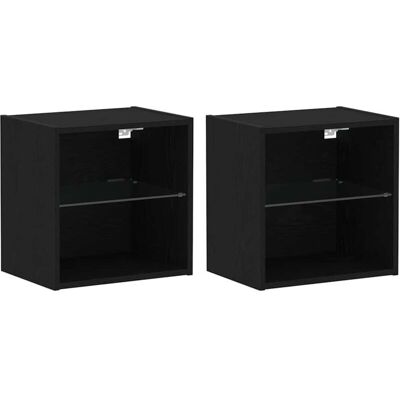 Estantería Flotante Negro Roble 2 piezas - Unidad de Almacenamiento Estantería Flotante Negro Roble 2 piezas - Unidad de Almacenamiento