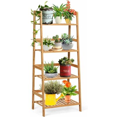 Costway - Estantería De Escalera 4 Niveles Estante De Madera Soporte Para Plantas Macetas Librería Multiuso Para Balcón (natural) Costway - Estantería De Escalera 4 Niveles Estante De Madera Soporte Para Plantas Macetas Librería Multiuso Para Balcón (natural)