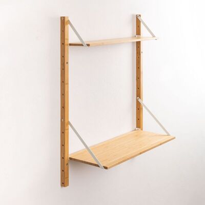 Estantería Modular de Pared en Bambú Kolex - Blanco - Estantería de Pared Estantería Modular de Pared en Bambú Kolex - Blanco - Estantería de Pared
