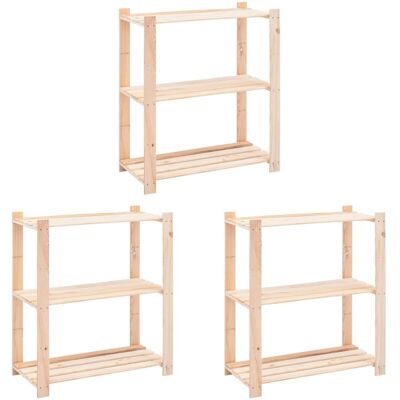 Estantería 3 Niveles 3 Unidades Madera Pino Maciza 150 Kg Vidaxl Estantería 3 Niveles 3 Unidades Madera Pino Maciza 150 Kg Vidaxl