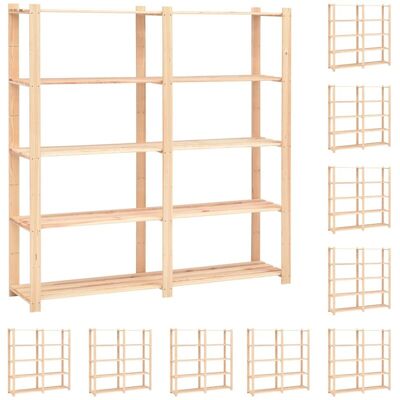 Estantería 5 Niveles 10 Unidades Madera Pino Maciza 500 Kg Vidaxl Estantería 5 Niveles 10 Unidades Madera Pino Maciza 500 Kg Vidaxl
