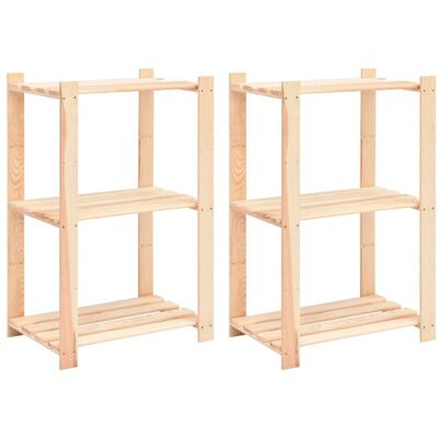 Vidaxl - Estantería 3 Niveles 2 Unidades Madera Pino Maciza 150 Kg Vidaxl - Estantería 3 Niveles 2 Unidades Madera Pino Maciza 150 Kg