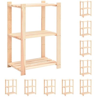 Vidaxl - Estantería 3 Niveles 10 Unidades Madera Pino Maciza 150 Kg Vidaxl - Estantería 3 Niveles 10 Unidades Madera Pino Maciza 150 Kg