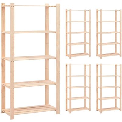 Vidaxl - Estantería 5 Niveles 5 Unidades Madera Pino Maciza 250 Kg Vidaxl - Estantería 5 Niveles 5 Unidades Madera Pino Maciza 250 Kg