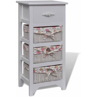 Mueble Con 1 Cajón Y 3 Cestas Madera De Paulonia Blanco Vidaxl Mueble Con 1 Cajón Y 3 Cestas Madera De Paulonia Blanco Vidaxl