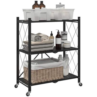 Vidaxl - Estantería De Almacenaje Con Ruedas De Acero Negro 71x34x88 Cm Vidaxl - Estantería De Almacenaje Con Ruedas De Acero Negro 71x34x88 Cm