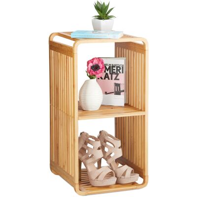 Relaxdays - Estantería De Bambú, Organizador Redondeado, Mueble Con Tres Estantes, Cuadrado, Marrón, 64,7x33x33 Cm Relaxdays - Estantería De Bambú, Organizador Redondeado, Mueble Con Tres Estantes, Cuadrado, Marrón, 64,7x33x33 Cm