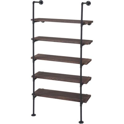 DÉCOSHOP26 Estantería Librería De Diseño Industrial 165x80x28cm En Madera Marrón Y Metal 040005394 DÉCOSHOP26 Estantería Librería De Diseño Industrial 165x80x28cm En Madera Marrón Y Metal 040005394