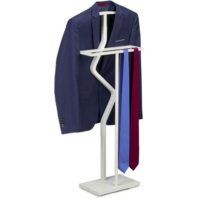 Galán Noche Un Color, 107x47,5x20 Cm, Mozo Colgador, Camisa Y Pantalón, Percha Pie Dama, Acero Y Mdf, Blanco - Relaxdays Galán Noche Un Color, 107x47,5x20 Cm, Mozo Colgador, Camisa Y Pantalón, Percha Pie Dama, Acero Y Mdf, Blanco - Relaxdays