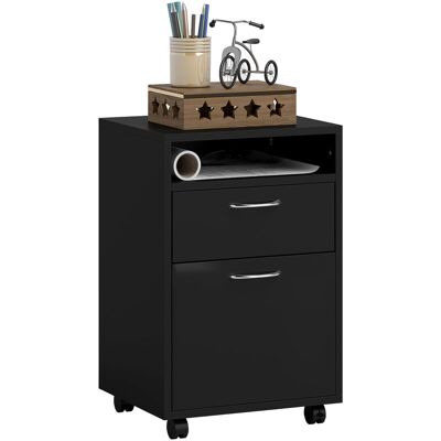 Homcom Cajonera De Oficina Móvil Con Cajón Y Gabinete Mueble Archivador Con Ruedas Soporte De Impresora Para Estudio 40x35x60 Cm Negro Homcom Cajonera De Oficina Móvil Con Cajón Y Gabinete Mueble Archivador Con Ruedas Soporte De Impresora Para Estudio 40x35x60 Cm Negro
