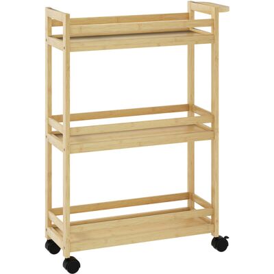 Homcom Estantería De Baño De Bambú De 3 Niveles Carrito Auxiliar De Almacenaje Con Ruedas Para Salón Cocina 55x20x75 Cm Natural Homcom Estantería De Baño De Bambú De 3 Niveles Carrito Auxiliar De Almacenaje Con Ruedas Para Salón Cocina 55x20x75 Cm Natural