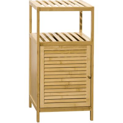 Estantería De Baño De Bambú Estantería De Almacenaje Para Baño Con 1 Puerta Y Estante Para Cocina Salón Dormitorio 33x36,5x67 Cm Natural - Kleankin Estantería De Baño De Bambú Estantería De Almacenaje Para Baño Con 1 Puerta Y Estante Para Cocina Salón Dormitorio 33x36,5x67 Cm Natural - Kleankin