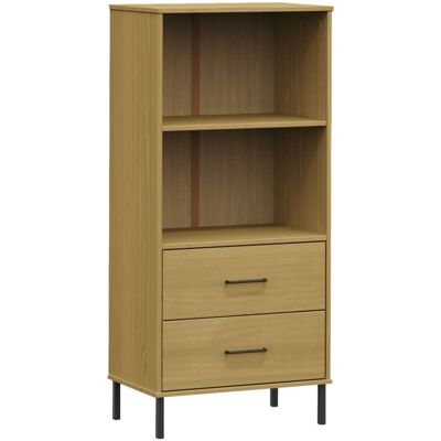 Vidaxl - Librería Con 2 Cajones Oslo Madera Maciza Marrón 60x35x128,5 Cm Vidaxl - Librería Con 2 Cajones Oslo Madera Maciza Marrón 60x35x128,5 Cm