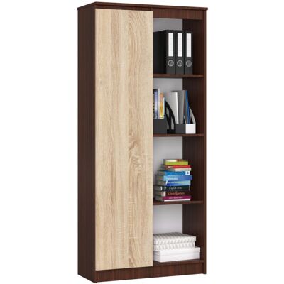 Akord - Librería R80 Wenge 80 Cm 1 Puerta Frente En Color Roble Sonoma 4 Estantes 80x35x180 Cm Akord - Librería R80 Wenge 80 Cm 1 Puerta Frente En Color Roble Sonoma 4 Estantes 80x35x180 Cm