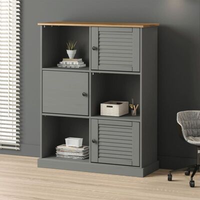 Vidaxl - Librería Vigo Madera Maciza De Pino Gris 90x35x114,5 Cm Vidaxl - Librería Vigo Madera Maciza De Pino Gris 90x35x114,5 Cm