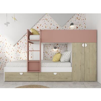 CAESAROO Wilson litera para dos niños - cama, armario, cajones - tipo de cama CAESAROO Wilson litera para dos niños - cama, armario, cajones - tipo de cama