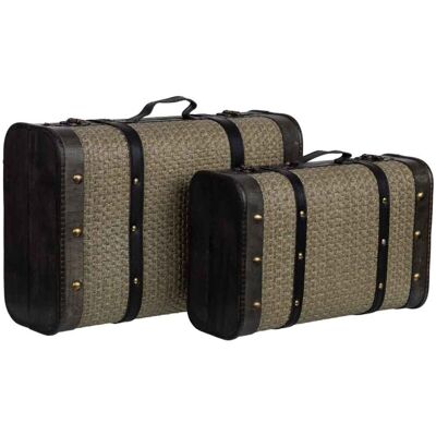 WANDERLUST DECO Maleta De Madera Plateada 45x30x16/38 WANDERLUST DECO Maleta De Madera Plateada 45x30x16/38