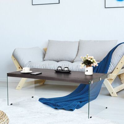 Costway - Mesa De Centro De Vidrio Mesita De Café 110x55x40cm Mueble Para Salón Patio Comedor Costway - Mesa De Centro De Vidrio Mesita De Café 110x55x40cm Mueble Para Salón Patio Comedor