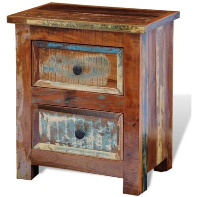 Mesita De Noche Con 2 Cajones Madera Maciza Reciclada Vidaxl Mesita De Noche Con 2 Cajones Madera Maciza Reciclada Vidaxl