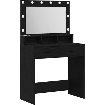 vidaXL Mesita de maquillaje MDF negra con luces - Mesita de belleza vidaXL Mesita de maquillaje MDF negra con luces - Mesita de belleza