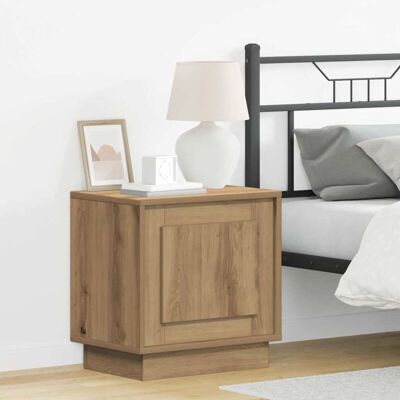 Mesita de Noche Roble Vidaxl Luz LED Moderna Madera Duradera Mesita de Noche Roble Vidaxl Luz LED Moderna Madera Duradera