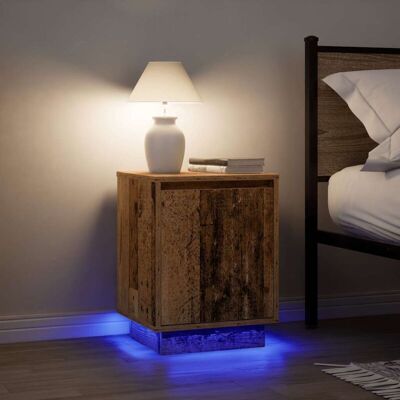 Vidaxl - Mesillas De Noche Con Luces Led 2 Uds Madera Vieja 38x34x50 Cm Vidaxl - Mesillas De Noche Con Luces Led 2 Uds Madera Vieja 38x34x50 Cm