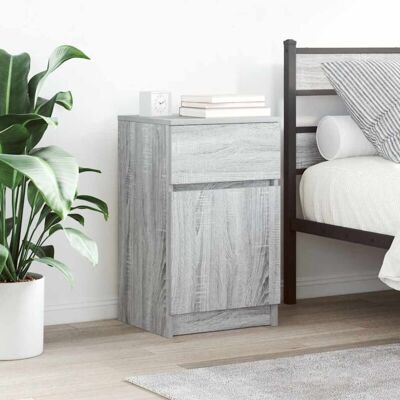 Vidaxl - Mesitas De Noche 2 Uds Madera Contrachapada Gris 39x35x65 Cm Vidaxl - Mesitas De Noche 2 Uds Madera Contrachapada Gris 39x35x65 Cm