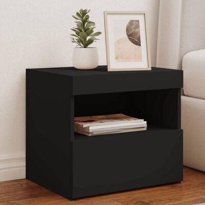 Mesita De Noche Con Luces Led Negro 50x40x45 Cm Vidaxl Mesita De Noche Con Luces Led Negro 50x40x45 Cm Vidaxl