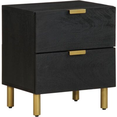 Vidaxl - Mesita De Noche De Madera Maciza De Mango Negra 40x33x46 Cm Vidaxl - Mesita De Noche De Madera Maciza De Mango Negra 40x33x46 Cm