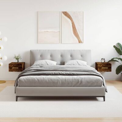 Vidaxl - Mesitas De Noche De Pared 2 Uds Color Roble Ahumado 35x35x20 Cm Vidaxl - Mesitas De Noche De Pared 2 Uds Color Roble Ahumado 35x35x20 Cm