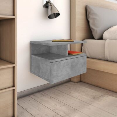 Vidaxl - Mesita De Noche Flotante 2 Uds Madera Gris Hormigón 40x31x27 Cm Vidaxl - Mesita De Noche Flotante 2 Uds Madera Gris Hormigón 40x31x27 Cm