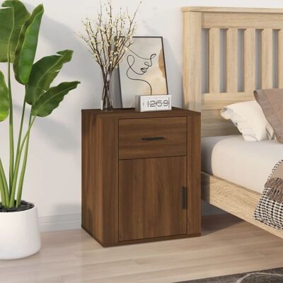 Vidaxl - Mesita De Noche Madera Contrachapada Marrón Roble 50x36x60 Cm Vidaxl - Mesita De Noche Madera Contrachapada Marrón Roble 50x36x60 Cm