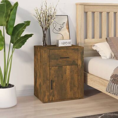 Vidaxl - Mesita De Noche Madera Contrachapada Roble Ahumado 50x36x60 Cm Vidaxl - Mesita De Noche Madera Contrachapada Roble Ahumado 50x36x60 Cm