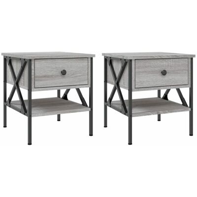 Vidaxl - Mesita De Noche 2 Uds Madera Ingeniería Gris Sonoma 40x42x45 Cm Vidaxl - Mesita De Noche 2 Uds Madera Ingeniería Gris Sonoma 40x42x45 Cm