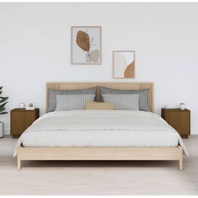 Vidaxl - Mesitas De Noche 2 Uds Madera De Pino Marrón Miel 40x34x45 Cm Vidaxl - Mesitas De Noche 2 Uds Madera De Pino Marrón Miel 40x34x45 Cm