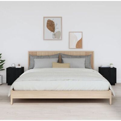 Vidaxl - Mesitas De Noche 2 Uds Madera Maciza De Pino Negro 40x34x45 Cm Vidaxl - Mesitas De Noche 2 Uds Madera Maciza De Pino Negro 40x34x45 Cm