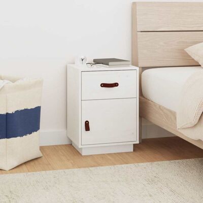 Vidaxl - Mesita De Noche Madera Maciza De Pino Blanco 40x34x55 Cm Vidaxl - Mesita De Noche Madera Maciza De Pino Blanco 40x34x55 Cm