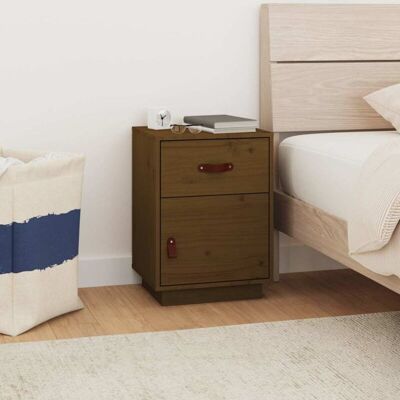 Vidaxl - Mesita De Noche Madera Maciza De Pino Marrón Miel 40x34x55 Cm Vidaxl - Mesita De Noche Madera Maciza De Pino Marrón Miel 40x34x55 Cm