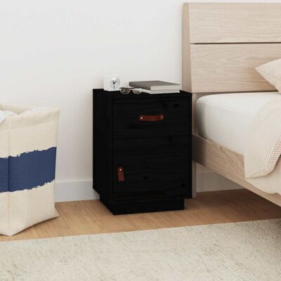 Vidaxl - Mesita De Noche Madera Maciza De Pino Negro 40x34x55 Cm Vidaxl - Mesita De Noche Madera Maciza De Pino Negro 40x34x55 Cm