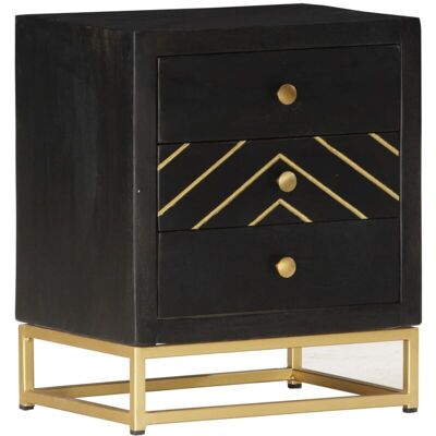 Vidaxl - Mesita De Noche Madera Maciza Mango Negro Y Dorado 40x30x50cm Vidaxl - Mesita De Noche Madera Maciza Mango Negro Y Dorado 40x30x50cm