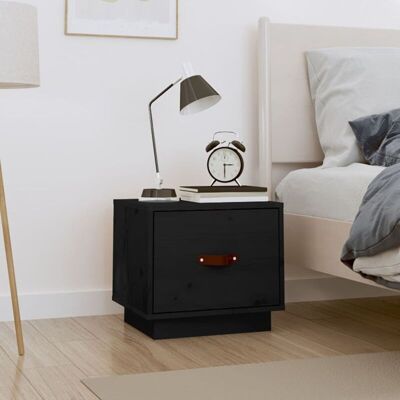 Mesita De Noche Madera Maciza De Pino Negro 40x34x35 Cm Vidaxl Mesita De Noche Madera Maciza De Pino Negro 40x34x35 Cm Vidaxl