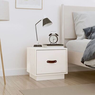 Vidaxl - Mesita De Noche Madera Maciza De Pino Blanco 40x34x35 Cm Vidaxl - Mesita De Noche Madera Maciza De Pino Blanco 40x34x35 Cm