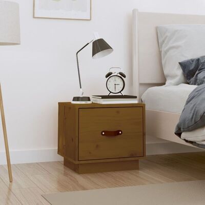 Vidaxl - Mesita De Noche Madera Maciza De Pino Marrón Miel 40x34x35 Cm Vidaxl - Mesita De Noche Madera Maciza De Pino Marrón Miel 40x34x35 Cm