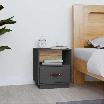 Mesita De Noche Madera Maciza De Pino Gris 40x34x45 Cm Vidaxl Mesita De Noche Madera Maciza De Pino Gris 40x34x45 Cm Vidaxl