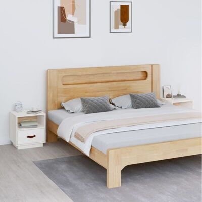 Vidaxl - Mesitas De Noche 2 Uds Madera Maciza Pino Blanco 40x34x45 Cm Vidaxl - Mesitas De Noche 2 Uds Madera Maciza Pino Blanco 40x34x45 Cm