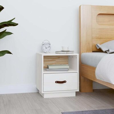 Vidaxl - Mesita De Noche Madera Maciza De Pino Blanca 40x34x45 Cm Vidaxl - Mesita De Noche Madera Maciza De Pino Blanca 40x34x45 Cm