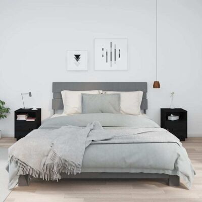 Vidaxl - Mesitas De Noche 2 Uds Madera Maciza De Pino Negro 40x34x55 Cm Vidaxl - Mesitas De Noche 2 Uds Madera Maciza De Pino Negro 40x34x55 Cm