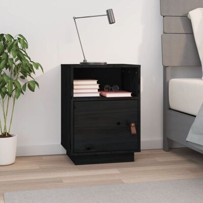 Vidaxl - Mesita De Noche Madera Maciza De Pino Negro 40x34x55 Cm Vidaxl - Mesita De Noche Madera Maciza De Pino Negro 40x34x55 Cm